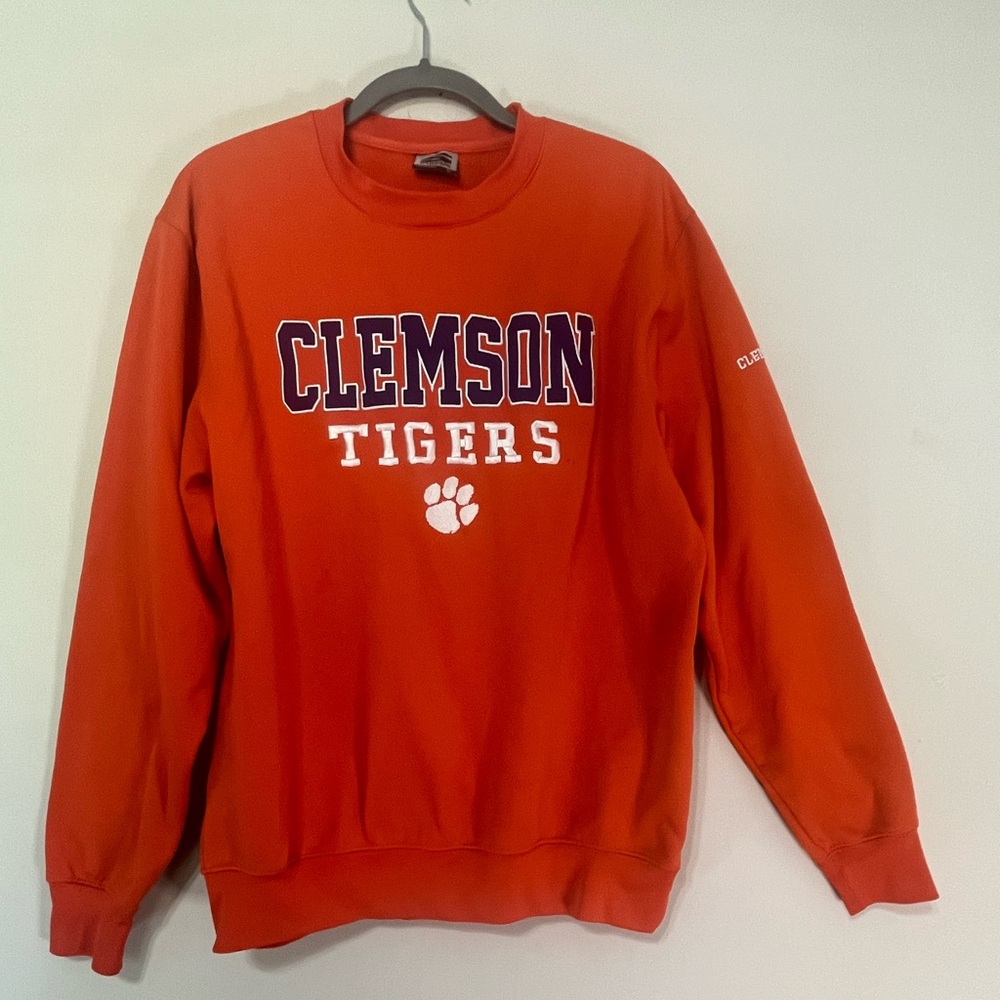 Stadium Athletics L Clemson Tigers orange crewneck sweat shirt (E)